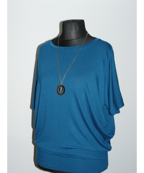 Bluzka Sonia w luźnym stylu oversize krótki rękaw - indygo